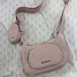 Lululemon Pink Crossbody Bag 2L with nano pouch